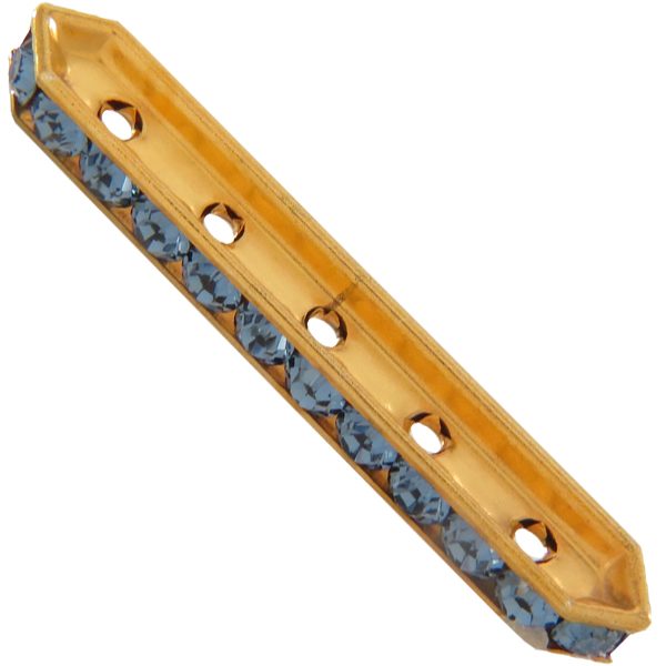 Dreamtime Crystal DC 77730 Rondelle Spacer Bars 5 Hole Denim Blue/Gold