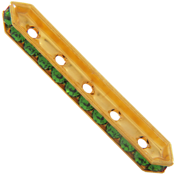 Dreamtime Crystal DC 77730 Rondelle Spacer Bars 5 Hole Fern Green/Gold