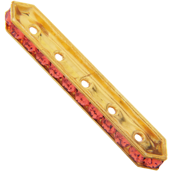 Dreamtime Crystal DC 77730 Rondelle Spacer Bars 5 Hole Golden Indian Pink/Silver