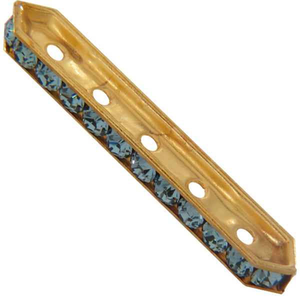 Dreamtime Crystal DC 77730 Rondelle Spacer Bars 5 Hole Indian Sapphire/Gold