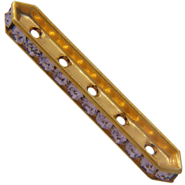 Dreamtime Crystal DC 77730 Rondelle Spacer Bars 5 Hole Light Amethyst/Gold