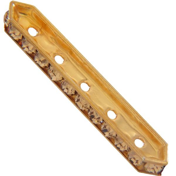 Dreamtime Crystal DC 77730 Rondelle Spacer Bars 5 Hole Light Colorado Topaz/Gold