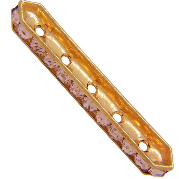 Dreamtime Crystal DC 77730 Rondelle Spacer Bars 5 Hole Light Peach/Gold