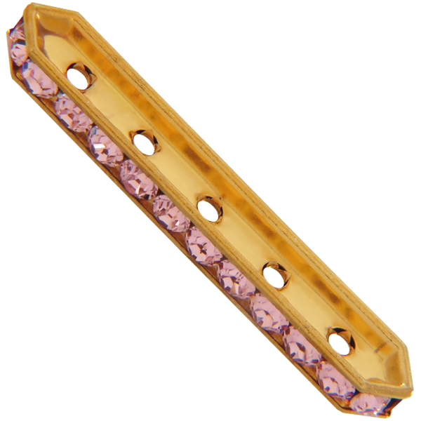 Dreamtime Crystal DC 77730 Rondelle Spacer Bars 5 Hole Light Rose/Gold