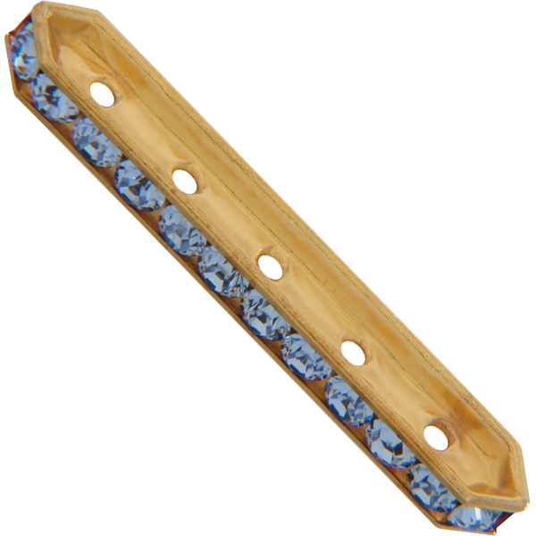Dreamtime Crystal DC 77730 Rondelle Spacer Bars 5 Hole Light Sapphire/Gold