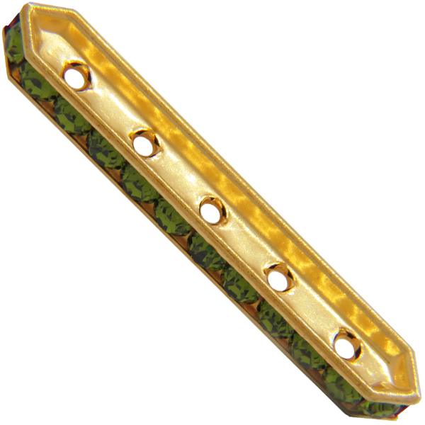 Dreamtime Crystal DC 77730 Rondelle Spacer Bars 5 Hole Olivine/Gold