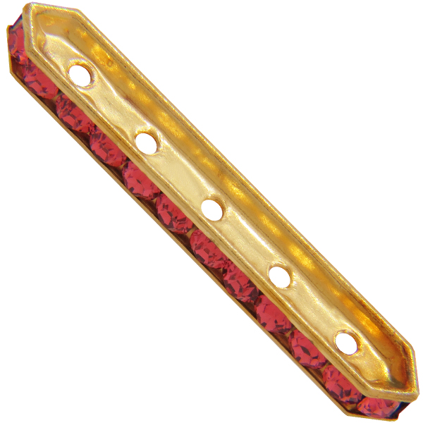 Dreamtime Crystal DC 77730 Rondelle Spacer Bars 5 Hole Padparadscha/Gold