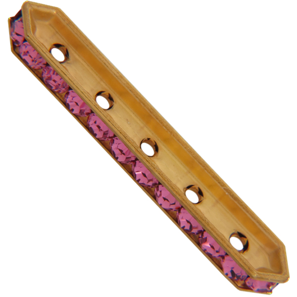 Dreamtime Crystal DC 77730 Rondelle Spacer Bars 5 Hole Rose/Gold