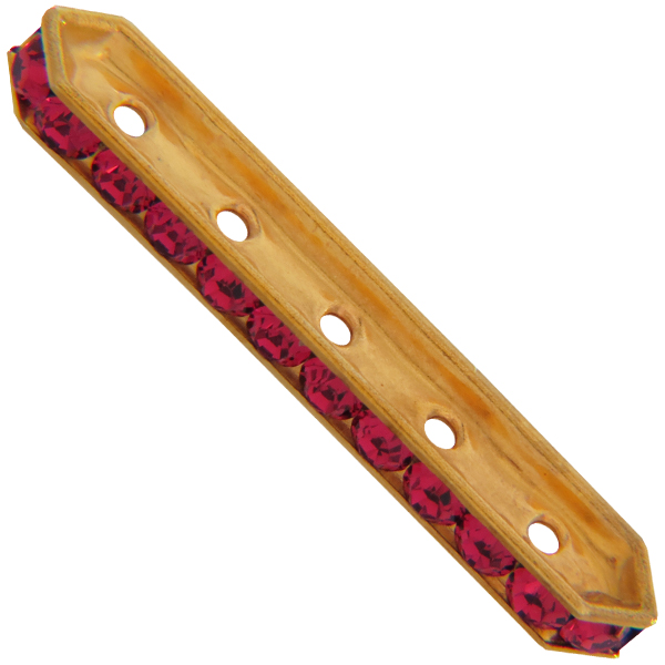 Dreamtime Crystal DC 77730 Rondelle Spacer Bars 5 Hole Ruby/Gold