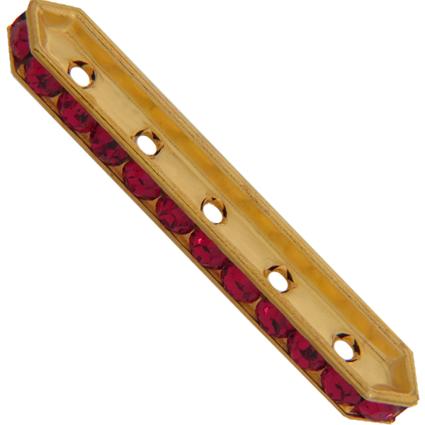 Dreamtime Crystal DC 77730 Rondelle Spacer Bars 5 Hole Siam/Gold