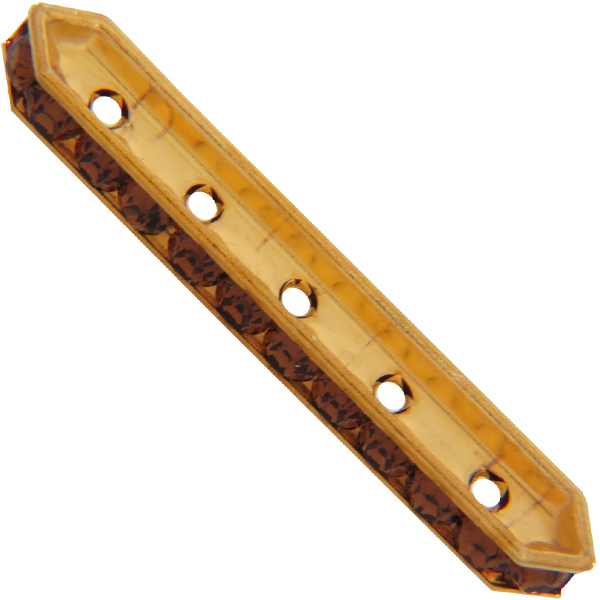 Dreamtime Crystal DC 77730 Rondelle Spacer Bars 5 Hole Smoked Topaz/Gold