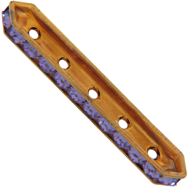 Dreamtime Crystal DC 77730 Rondelle Spacer Bars 5 Hole Tanzanite/Gold