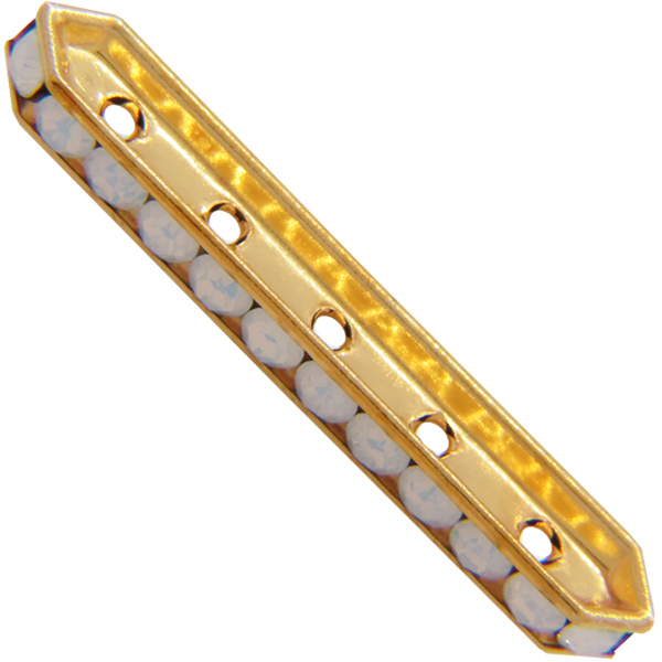 Dreamtime Crystal DC 77730 Rondelle Spacer Bars 5 Hole White Opal/Gold
