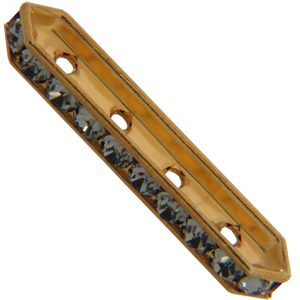 Dreamtime Crystal DC 77725 Rondelle Spacer Bars 4 Hole Black Diamond/Gold