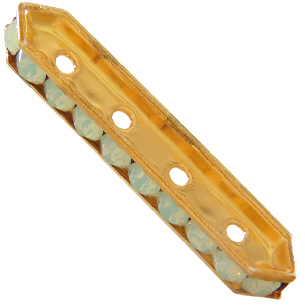 Dreamtime Crystal DC 77725 Rondelle Spacer Bars 4 Hole Chrysolite Opal/Gold