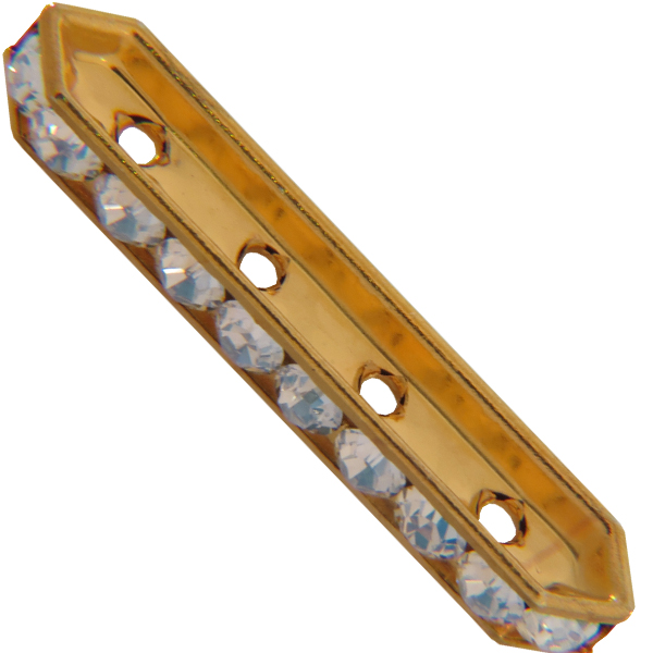 Dreamtime Crystal DC 77725 Rondelle Spacer Bars 4 Hole Crystal/Gold