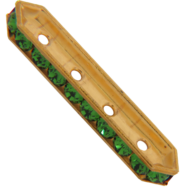 Dreamtime Crystal DC 77725 Rondelle Spacer Bars 4 Hole Fern Green/Gold