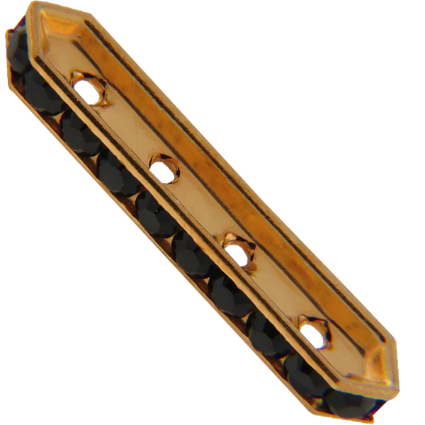 Dreamtime Crystal DC 77725 Rondelle Spacer Bars 4 Hole Jet/Gold