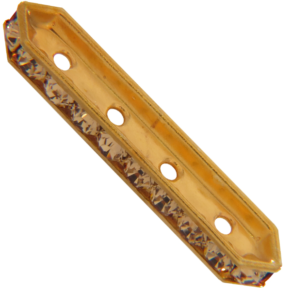Dreamtime Crystal DC 77725 Rondelle Spacer Bars 4 Hole Light Colorado Topaz/Gold