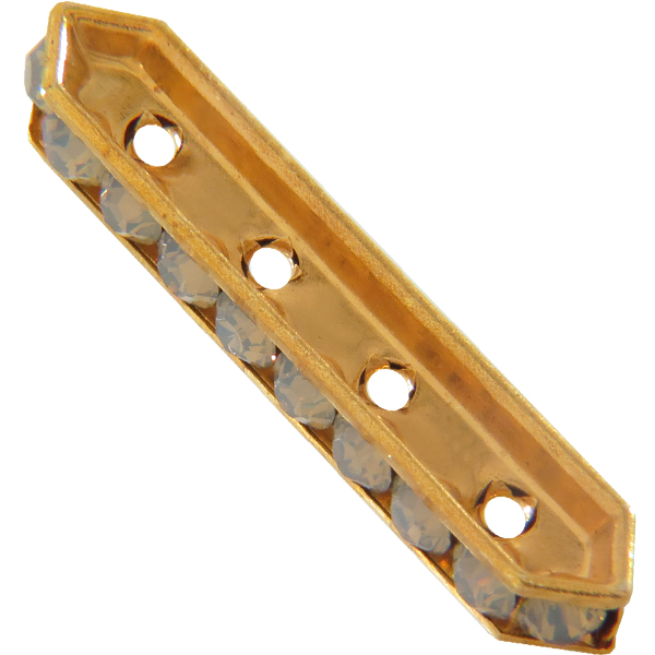 Dreamtime Crystal DC 77725 Rondelle Spacer Bars 4 Hole Light Grey Opal/Gold