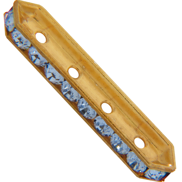 Dreamtime Crystal DC 77725 Rondelle Spacer Bars 4 Hole Light Sapphire/Gold