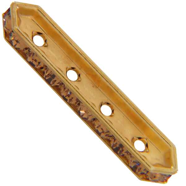 Dreamtime Crystal DC 77725 Rondelle Spacer Bars 4 Hole Light Smoked Topaz/Gold