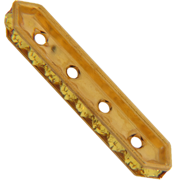 Dreamtime Crystal DC 77725 Rondelle Spacer Bars 4 Hole Light Topaz/Gold