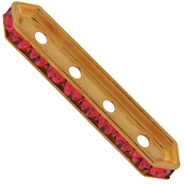 Dreamtime Crystal DC 77725 Rondelle Spacer Bars 4 Hole Padparadscha/Gold