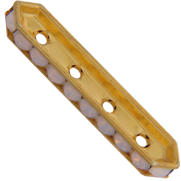 Dreamtime Crystal DC 77725 Rondelle Spacer Bars 4 Hole Rose Water Opal/Gold