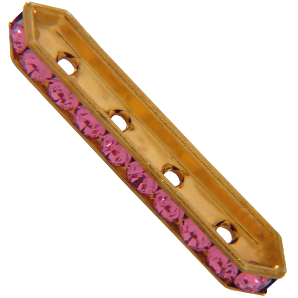 Dreamtime Crystal DC 77725 Rondelle Spacer Bars 4 Hole Rose/Gold