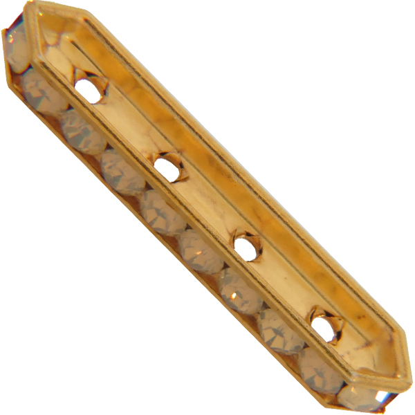 Dreamtime Crystal DC 77725 Rondelle Spacer Bars 4 Hole Sand Opal/Gold