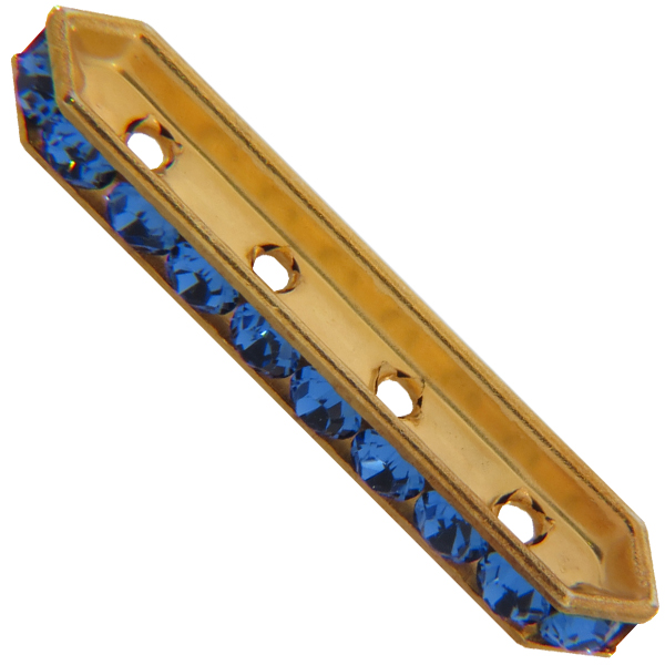 Dreamtime Crystal DC 77725 Rondelle Spacer Bars 4 Hole Sapphire/Gold