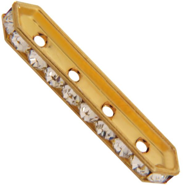 Dreamtime Crystal DC 77725 Rondelle Spacer Bars 4 Hole Silk/Gold