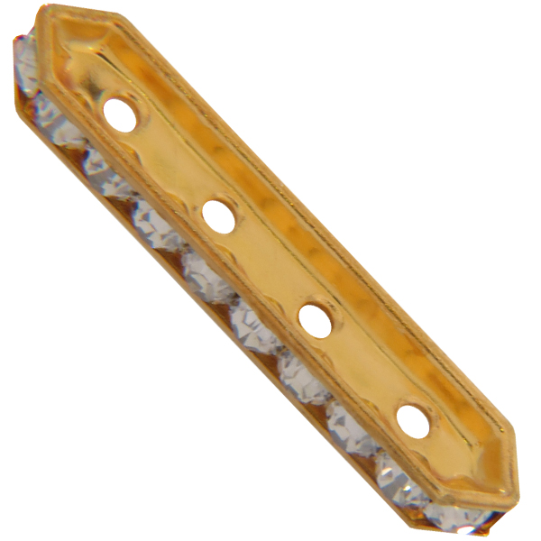 Dreamtime Crystal DC 77725 Rondelle Spacer Bars 4 Hole Silver Shade/Gold