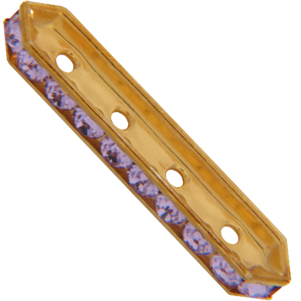 Dreamtime Crystal DC 77725 Rondelle Spacer Bars 4 Hole Violet/Gold
