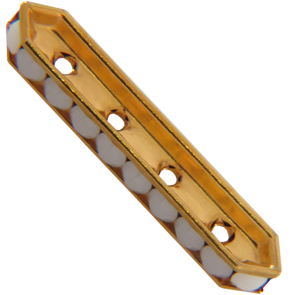 Dreamtime Crystal DC 77725 Rondelle Spacer Bars 4 Hole White Alabaster/Gold
