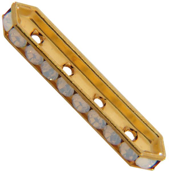 Dreamtime Crystal DC 77725 Rondelle Spacer Bars 4 Hole White Opal/Gold
