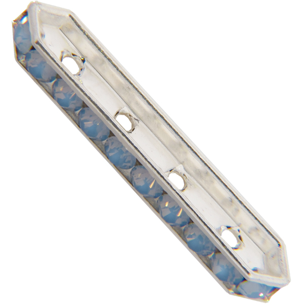 Dreamtime Crystal DC 77725 Rondelle Spacer Bars 4 Hole Air Blue Opal/Silver