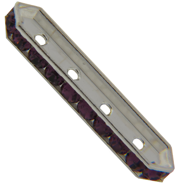 Dreamtime Crystal DC 77725 Rondelle Spacer Bars 4 Hole Amethyst/Silver