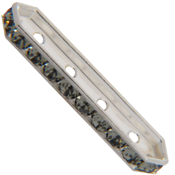 Dreamtime Crystal DC 77725 Rondelle Spacer Bars 4 Hole Black Diamond/Silver