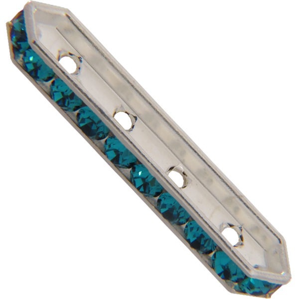 Dreamtime Crystal DC 77725 Rondelle Spacer Bars 4 Hole Blue Zircon/Silver