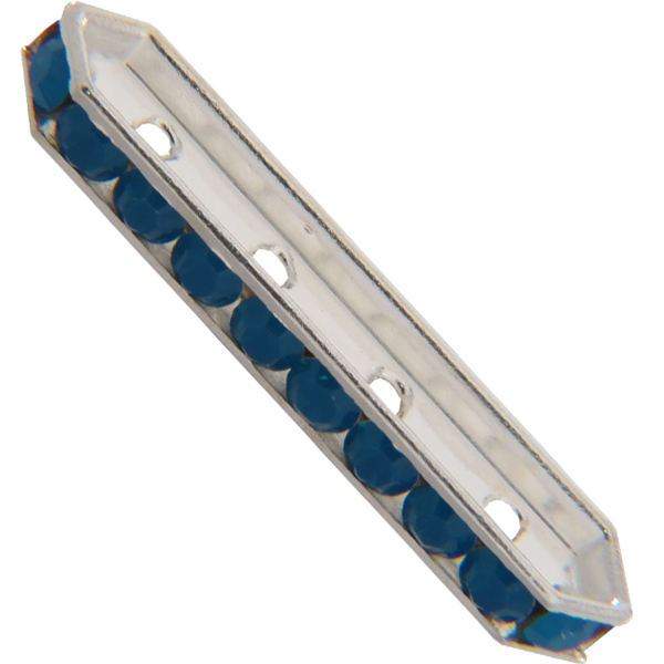 Dreamtime Crystal DC 77725 Rondelle Spacer Bars 4 Hole Caribbean Blue Opal/Silver