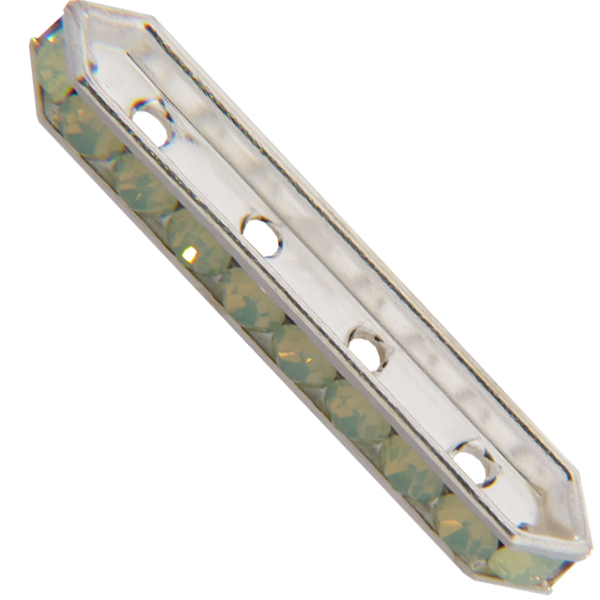 Dreamtime Crystal DC 77725 Rondelle Spacer Bars 4 Hole Chrysolite Opal/Silver