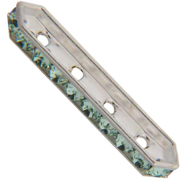 Dreamtime Crystal DC 77725 Rondelle Spacer Bars 4 Hole Chrysolite/Silver