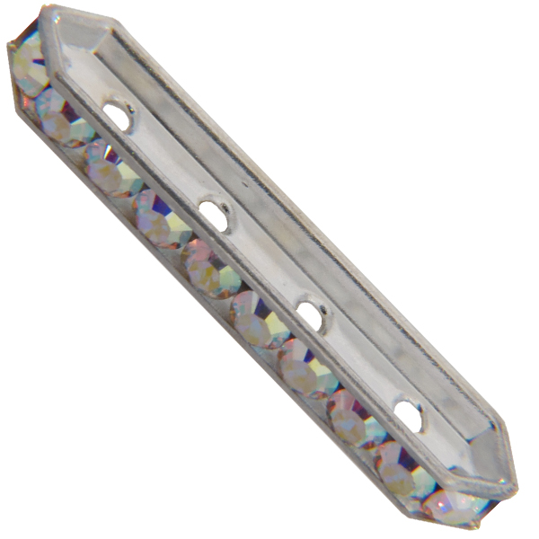 Dreamtime Crystal DC 77725 Rondelle Spacer Bars 4 Hole Crystal AB/Silver