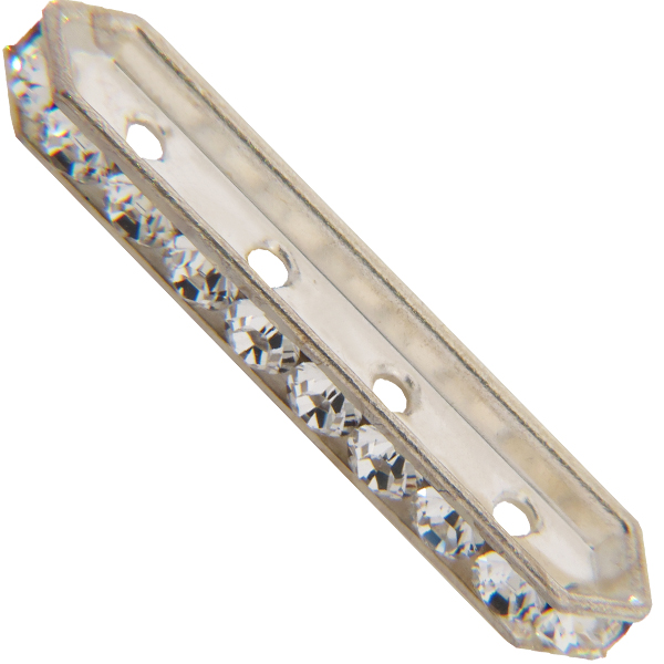 Dreamtime Crystal DC 77725 Rondelle Spacer Bars 4 Hole Crystal/Silver