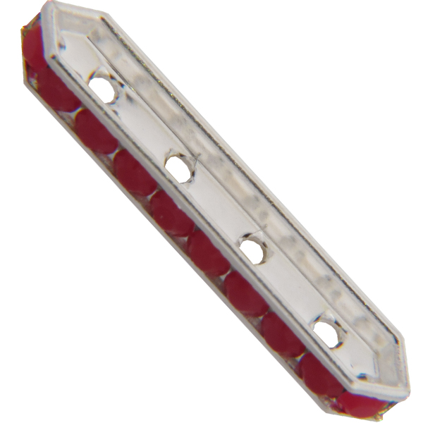Dreamtime Crystal DC 77725 Rondelle Spacer Bars 4 Hole Dark Red Coral/Silver