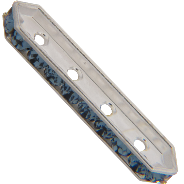 Dreamtime Crystal DC 77725 Rondelle Spacer Bars 4 Hole Denim Blue/Silver