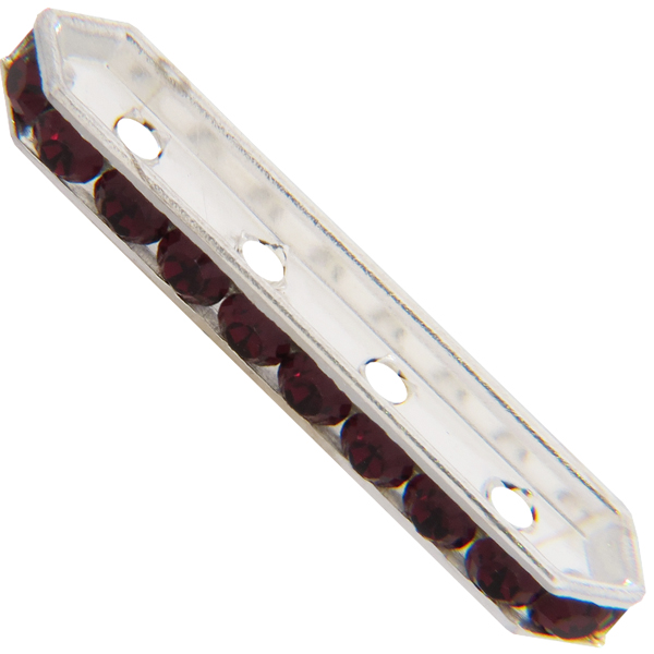 Dreamtime Crystal DC 77725 Rondelle Spacer Bars 4 Hole Garnet/Silver