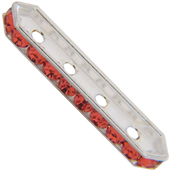Dreamtime Crystal DC 77725 Rondelle Spacer Bars 4 Hole Indian Pink/Silver